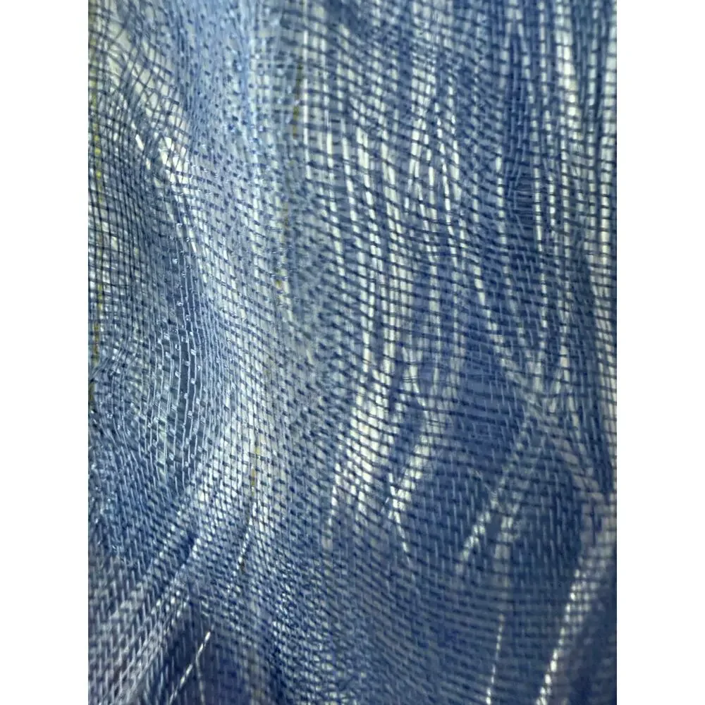 Vintage Y2K Silk Gauze Scarf Crinkle Floating Threads Artsy Wrap Periwinkle Blue